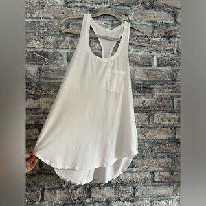 Lululemon white lightweight razor back tank top a little longer in back flowy